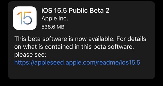 ios15.5beta2推出时间