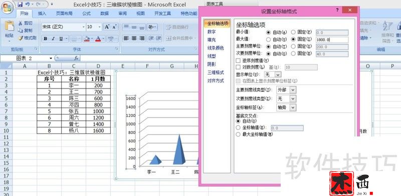 Excel小技巧：三维簇状棱锥图