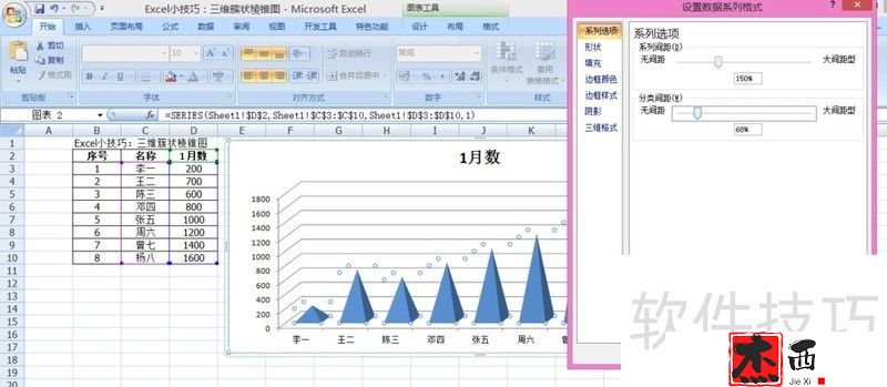 Excel小技巧：三维簇状棱锥图