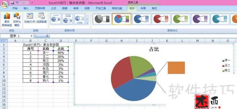 Excel小技巧：复合条饼图