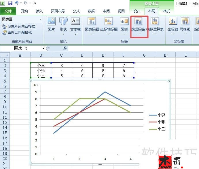 excel2010如何给图表添加下方的数据标签