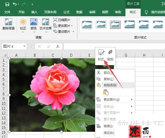 excel2019如何对插入的图片进行倒角镜像处理